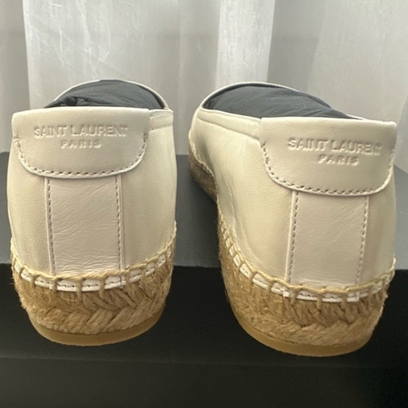 NIB YSL SAINT LAURENT White Monogram tonal leather espadrilles 36 - Picture 6 of 10